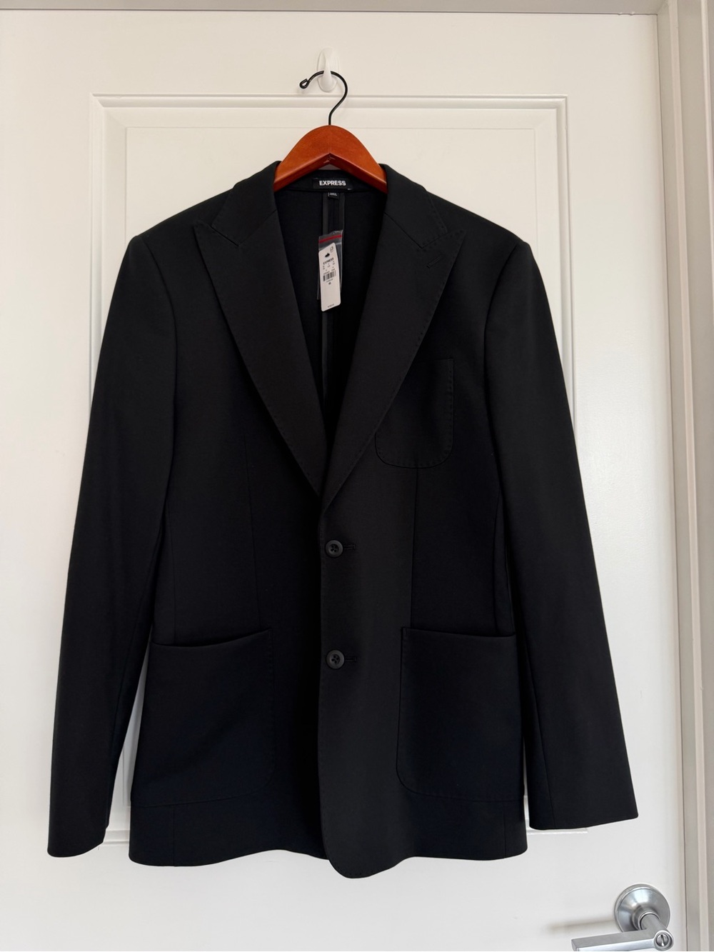 Express Slim Black Stretch Cotton Blazer Mens 2 Button 40L NWT $248
